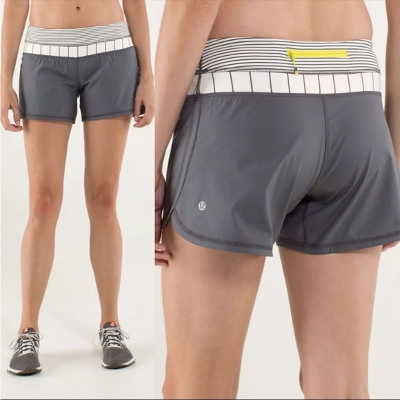 Lululemon Groovy Run Short Soot Light Slalom Stripe Angel Wing Size Size 4 - Picture 1 of 14